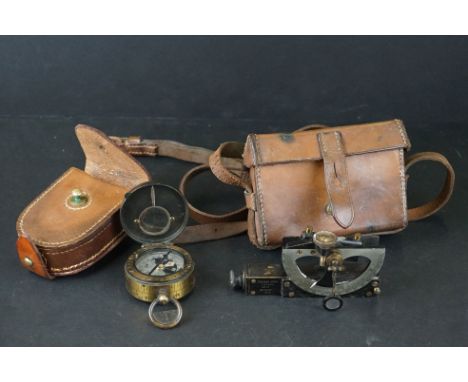 Negretti &amp; Zambia World War One Brass Marching Compass together with World War One Field Artillery Clinometer MK IV by Pr