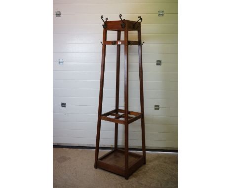 Early vintage oak coat &amp; stick stand 