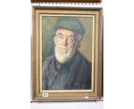 Olive Bagshaw (British 20th century) Oil Painting on Canvas Head and Shoulders Portrait of Albert Bateson, signed lower right