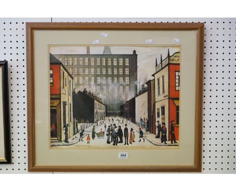 Framed and Glazed Lowry Print of a Street Scene, Pendlebury, image measures 53cm x 43cm 