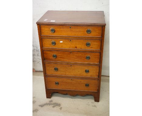 Early 20th century Mahogany Chest of Five Drawers with ringed handles, 62cm wide x 92cm high x 44cm deep 