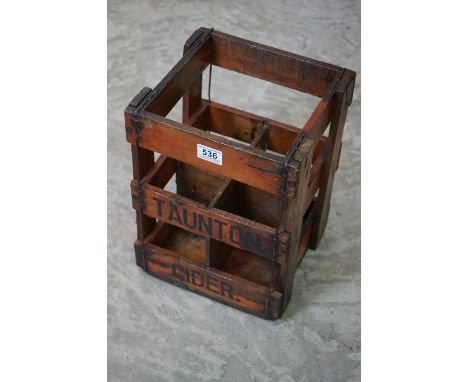 Vintage pine four section bottle crate for Taunton Cider 