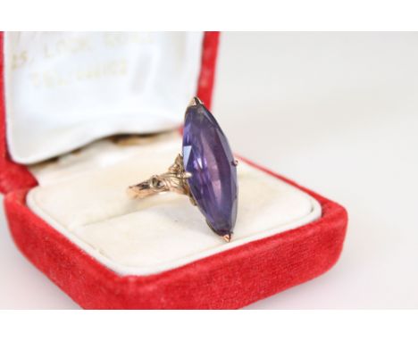 A ladies 14ct rose gold Amethyst dress ring. 