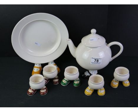 Lustre Carltonware ' Walking ' ware comprising Teapot, Plate and 5 Egg Cups 