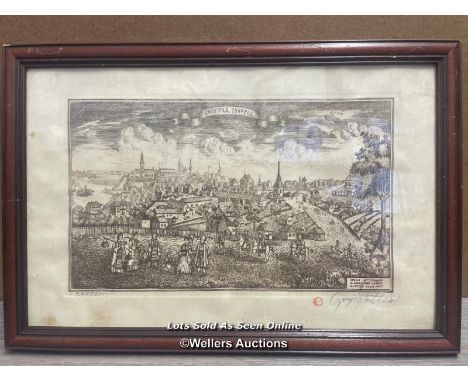 A LITHOGRAPH "BELGRADE 1849" TEXT TRANSLATED AS "ACCORDING TO THE LITHOGRAPHY OF M.NENADOVIC FROM 1849 M.GRUZIC ELIM 1967 G" 