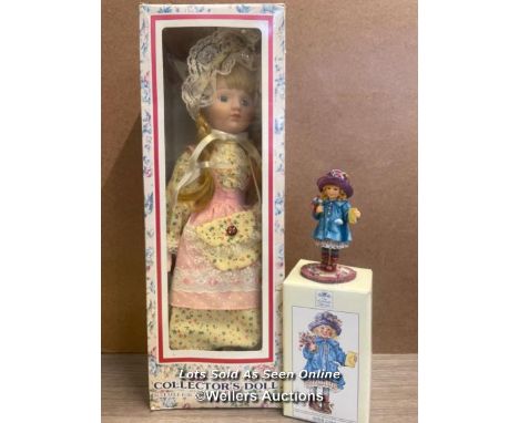 BOXED LARGE DOLL WITH CERAMIC HEAD AND LEONARDO COLLECION FIGURINE "WITH LOVE"