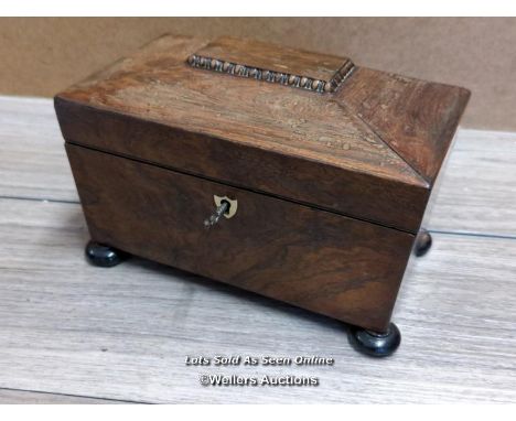 GOOD QUILITY GEORGIAN TEA CADDY WITH ORIGINAL LINING AND KEY 