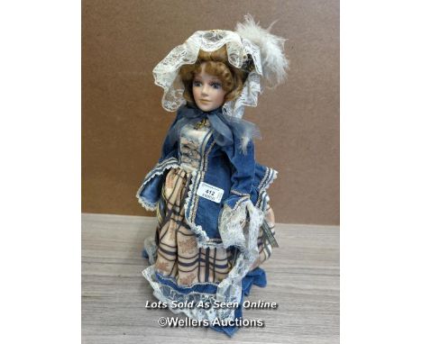 LARGE DOLL WITH CERAMIC FACE, 45CM HIGH 
