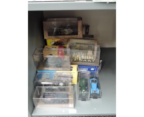 A selection of modern diecasts including Vanguards, Great Britain Buses, Corgi Classics, Atlas and similar Military, all boxe
