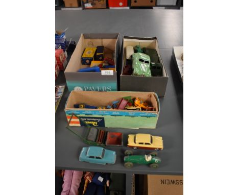 A collection of playworn diecasts including Dinky, Matchbox and similar some boxed along with a Schuco clockwork Gama 100 car