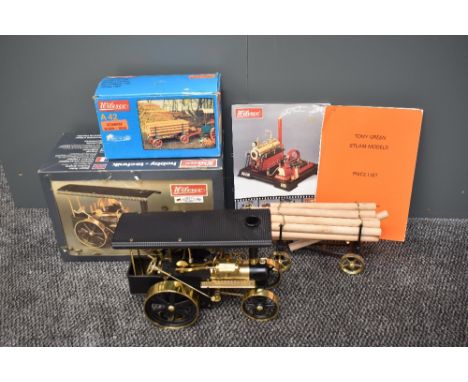 A Wilesco D40 Live Steam Steam Roller Traction Engine in black and gold, original box with inner packaging and instructions a
