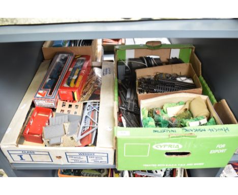 Two boxes of 00 gauge including Hornby R069 Power Car and Lima 205104 King Charles II Loco &amp; Tender, both boxed, accessor
