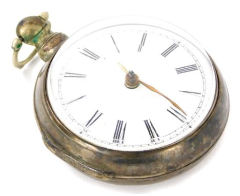 A silver cased pocket watch, by W. Hollison, London, 16108, with fusee movement and enamel Roman numeric dial, Birmingham, ma