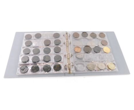 A quantity of coins, mainly copper and bronze, to include a 1937 crown, a gilt penny, etc.