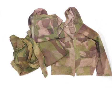 Two army camouflage hooded Shirt Jungle, size 15.5 x 34, P Frankenstein &amp; Sons, 1945,&nbsp; a thick camouflage smock size