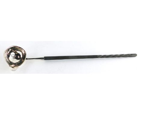 A George III silver ladle, with a turned whalebone handle, initialled R.M. to the underside of the bowl, London 1795, 40cm lo