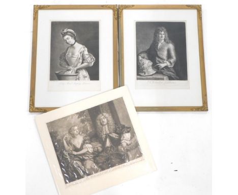 After Smith. Mr Griffin Gibbons, engraving, another of the Duke and Duchess of Landerdale, and a print after Melane. (3, unfr