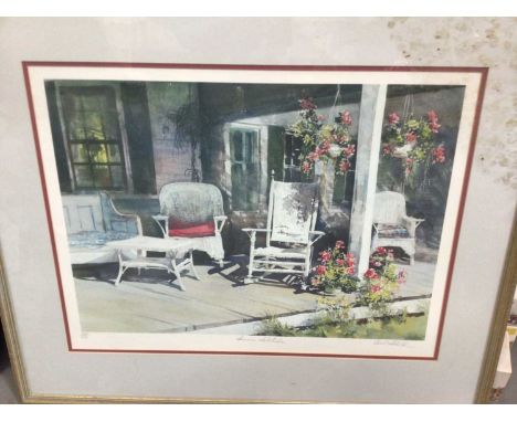 Limited Edition 164/850 print, "Summer Solitude", signed in pencil Carol Sebold together with oil on board "River Scene", sig