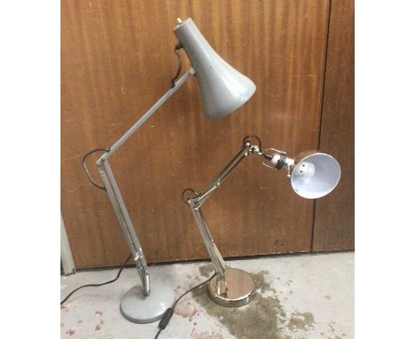 Vintage grey painted anglepoise table lamp and similar style chrome lamp (2)