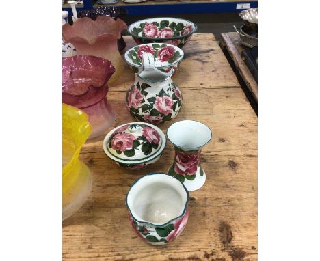 Wemyss wash jug and bowl setWash Jug- Extensive losses to glaze all over jug. Various chips to base.Wash bowl- area of restor