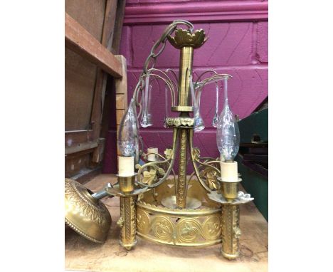 Brass hanging pendant light fittingThe lantern 35cm high (without the wire hanging part) x 27cm wide overall