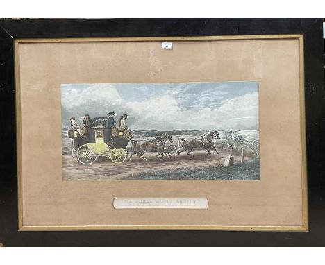 Pair of large Victorian hand coloured engravings by R Stock after T Walsh - coaching scenes, 'Three Minutes to Spare' and 'We