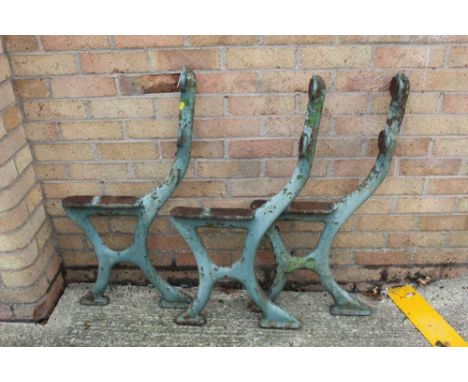 Set of three cast iron bench supports
