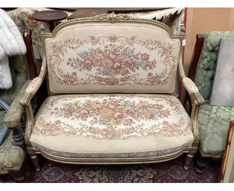 Early 20th century French sofa with floral tapestry