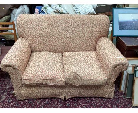 Late Victorian drop-end two seater sofa with leaf patterned upholstery