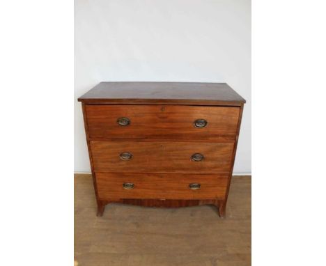 19th century mahogany secretaire chest, with fitted secretaire drawer and two further drawers on splayed bracket feet, 109cm 