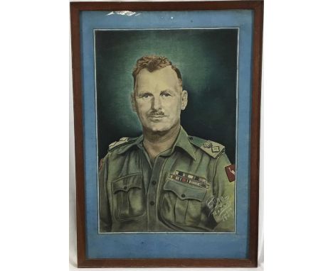 British Army officer chalk portrait, indistinctly signed and inscribed Bombay, India, 51 x 35cm, together with another portra