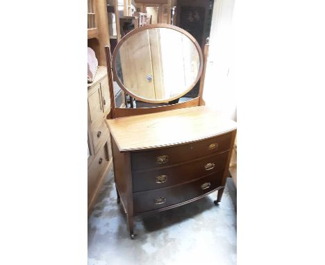 Edwardian mahogany bowfront dressing table with swing mirror