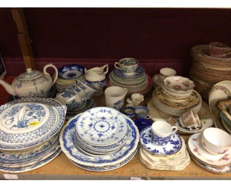 Lot of decorative china including Minton teapot, blue and white ceramics, egg stands, together with various glassware - 3 she