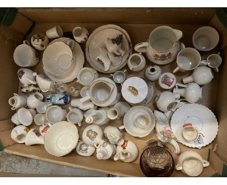 Collection of Goss souvenir china, silver plated items, Royal Doulton plates