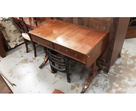 Edwardian mahogany sofa table with two drawers, 99cm wide, 57cm deep, 74cm high