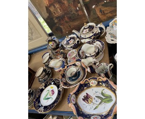 19th century English ceramics to include three botanical painted dishes, Regency tea wares, Booths 'Worcester' china service.