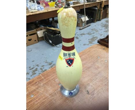 Vintage Blue Star Novelty ten pin bowling pin lamp base