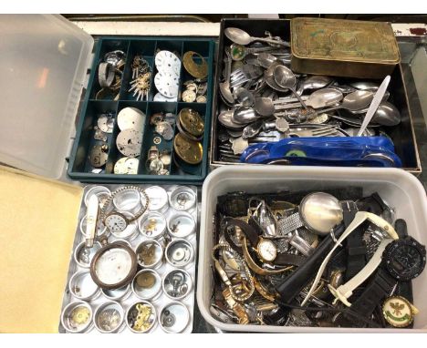 Watches and watch parts, 9ct gold cased vintage wristwatch on plated bracelet, silver pocket watch case, silver and mother of
