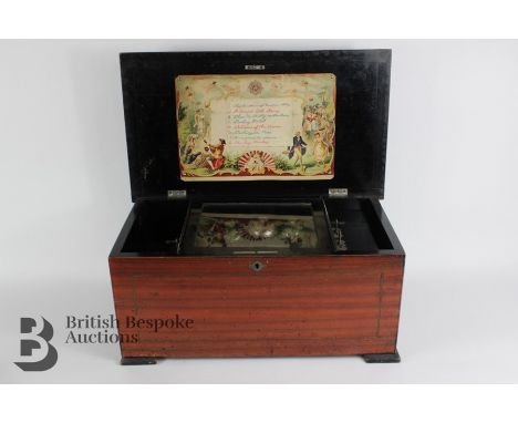 Reuge Saint Croix Swiss cylinder music box, playing eight airs including The Sunshine of Paradise Alley, Simple Little String