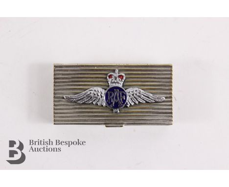 Silver plated snuff box, with RAF wings, formerly belonging to a senior flying officer from Biggin Hill.