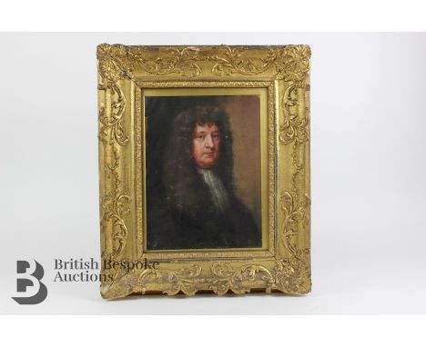 18th century portrait of a gentleman, pastel on paper, monogram LP, approx 21 w x 28 cms, presented in a gilt plaster frame a