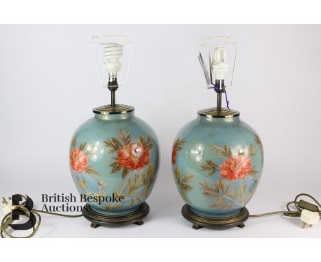 Pair of Jenny Worrall glass lamp bases 'Rambling Rose' base design lamp bases inspired by the collection at the Victoria & Al