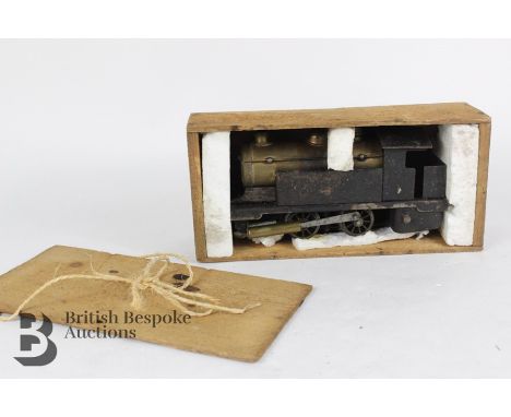 Bowman Tank Live Steam locomotive Model 30, black livery with brass fittings, approx 20 cms in length, in the original pine b