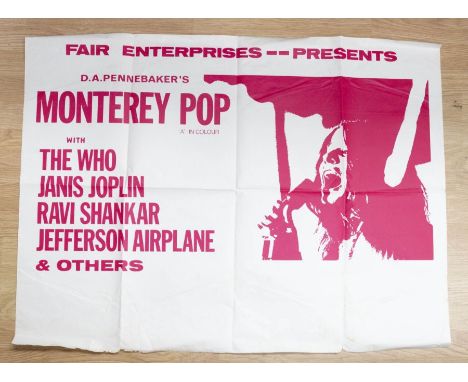 MONTEREY POP - 1968 UK QUAD POSTER For the Documentary pre-Woodstock - Featuring The Who, Janis Joplin, Ravi Shankar, Jeffers