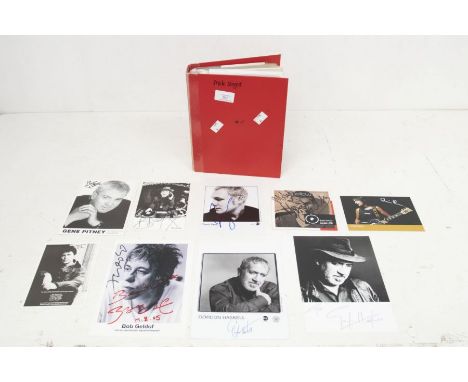 A Collection of Autographes Signed Photos Male Artists / Singers. All housed in a red folder mostly 6 x 8 inch photos plus po