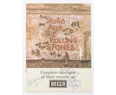 THE ROLLING STONES - Signed promo / catalgoue of their decca Records.Signed in blue biro by Bill Wyman - Mick Jagger and Mick