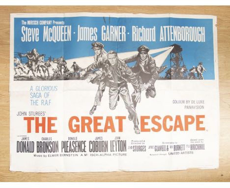 THE GREAT ESCAPE UK&nbsp;British (R-1960s) Quad film poster, starring Steve McQueen, James Garner and Richard Attenborough, f