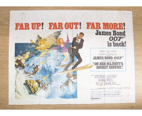 JAMES BOND 007 IS BACK! An original UK Quad poster `On Her Majesty`s Secret Service` from the Lynton Cinema. The poster is in