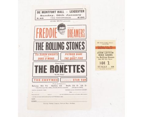 The Rolling Stones - Original Handbill Flyer - Freddie and the Dreamers and The Rolling Stones and The Ronettes etc. De Montf