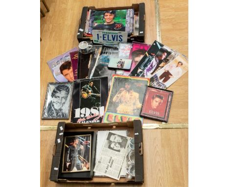 Collection of Elvis memorabilia, including 41 x calendars including 1980 and 1981 plus later calenders Plus 2 x mirrors, 4 x 